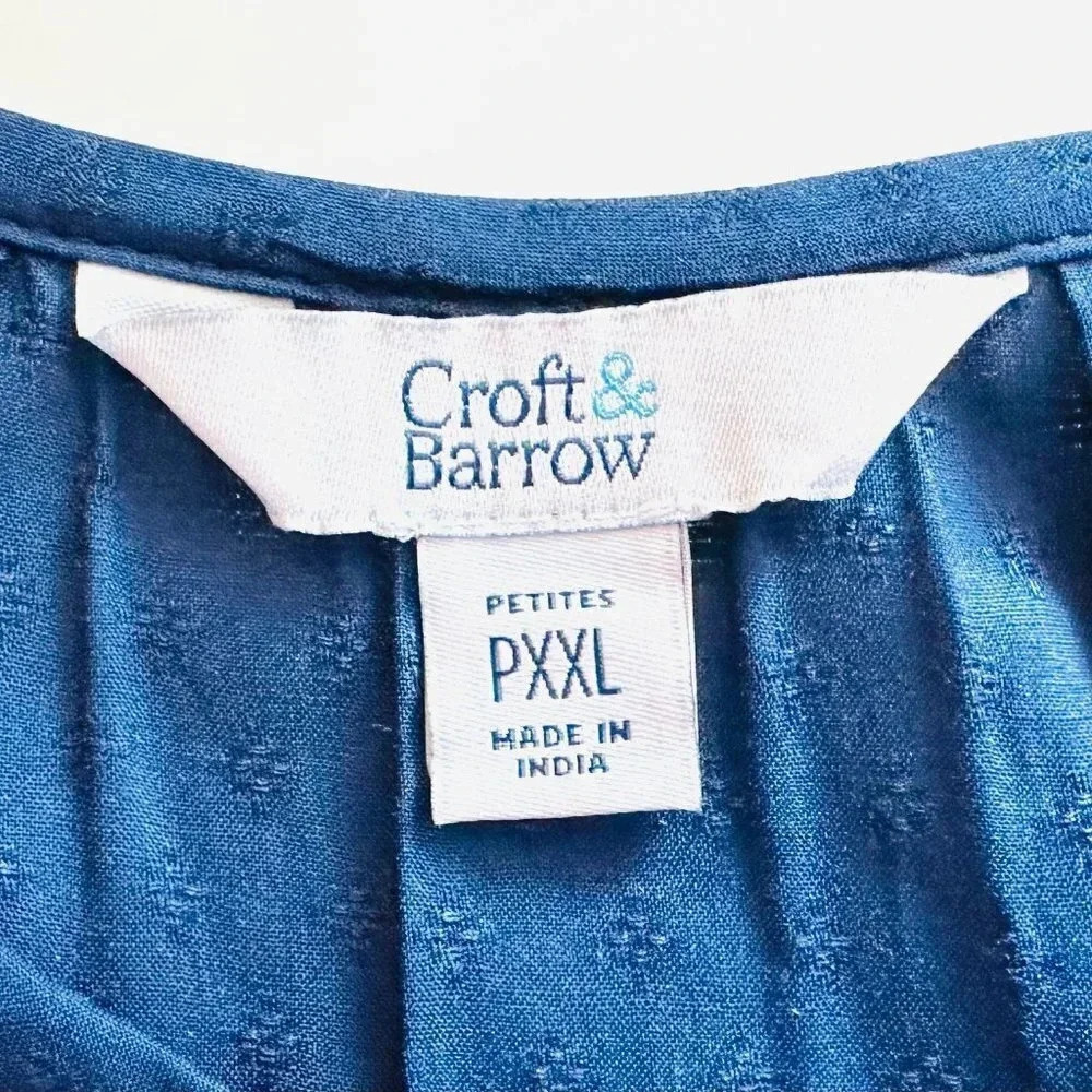 NWT CROFT&BARROW Women Sleeveless Pullover Keyhole Neckline Blue Shirt Size PXXL - Picture 11 of 13
